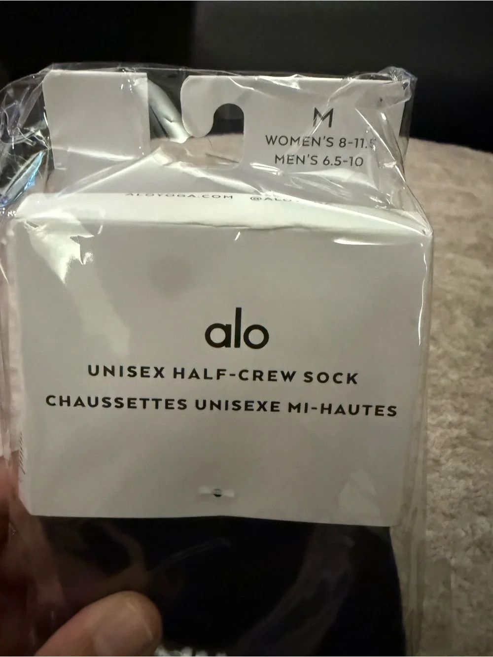 New Alo Unisex Half-Crew Sock Black Medium